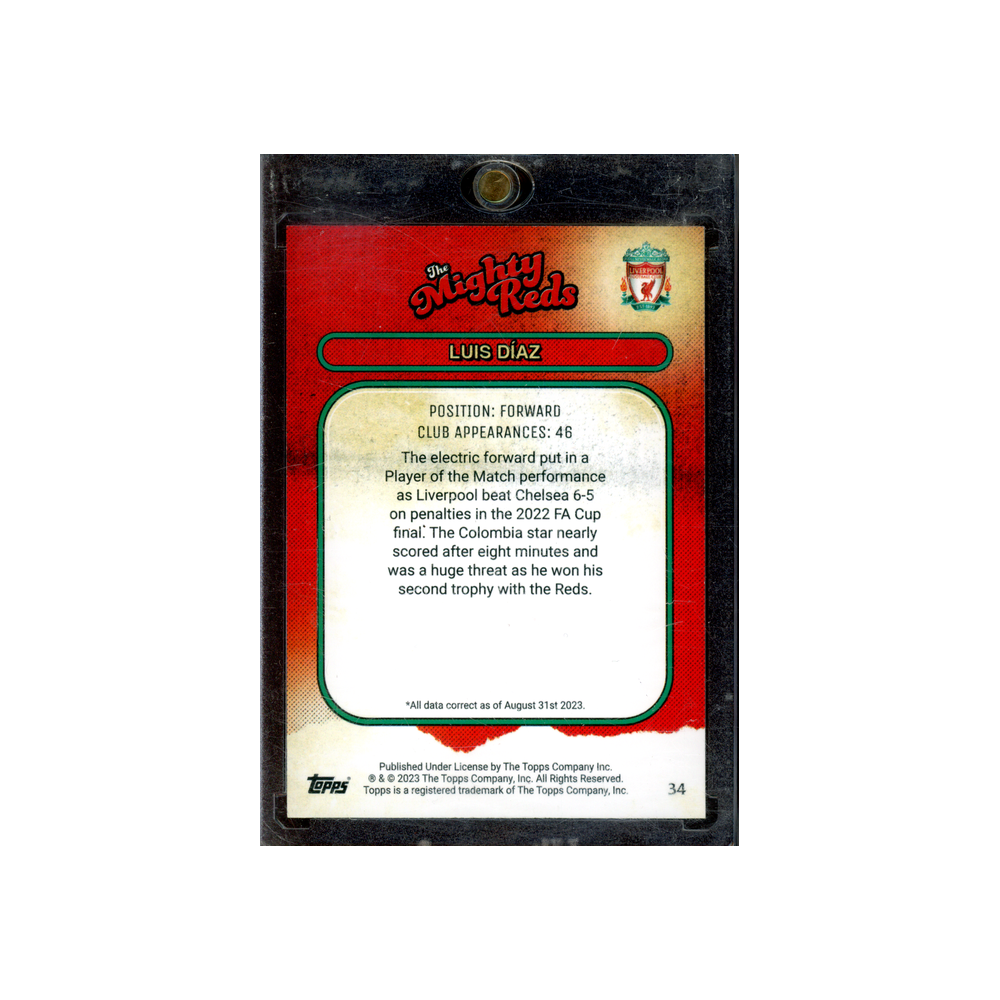 Luis Diaz 2023 Topps Liverpool Team Set The Mighty Reds Red /10