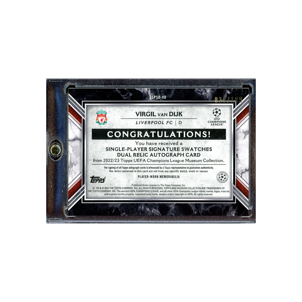 Virgil Van Dijk 2022-23 Topps UCL Museum Dual Patch Auto /199