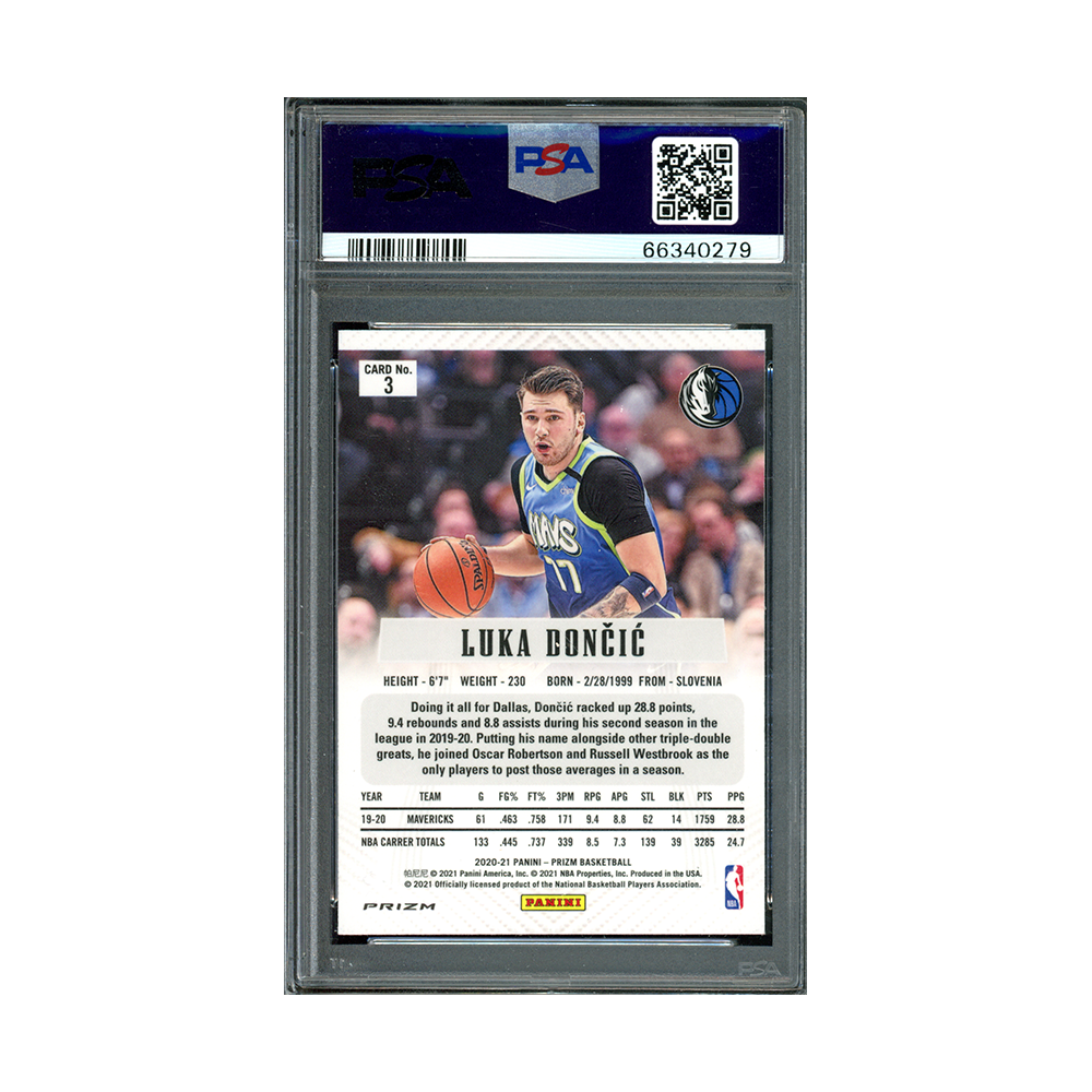 Luka Doncic 2020 Panini Prizm Basketball Flashback Silver Prizm PSA 10