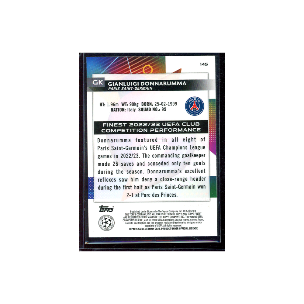 Gianluigi Donnarumma 2023-24 Topps Finest UCC Soccer Blue Shimmer /199