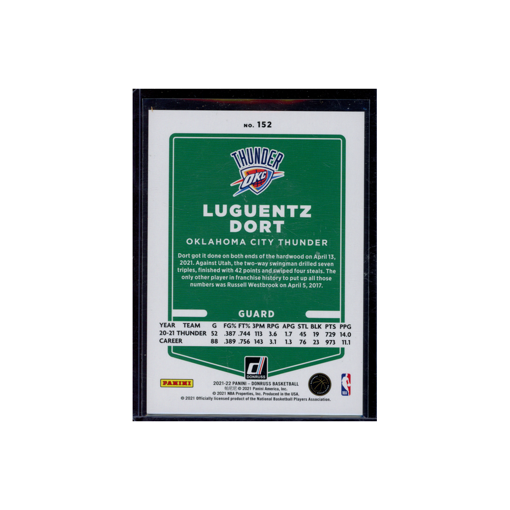 Luguentz Dort 2021-22 Panini Donruss Basketball Blue Choice /49