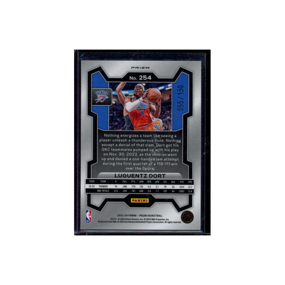 Luguentz Dort 2023-24 Panini Prizm Basketball Blue Fast Break /150