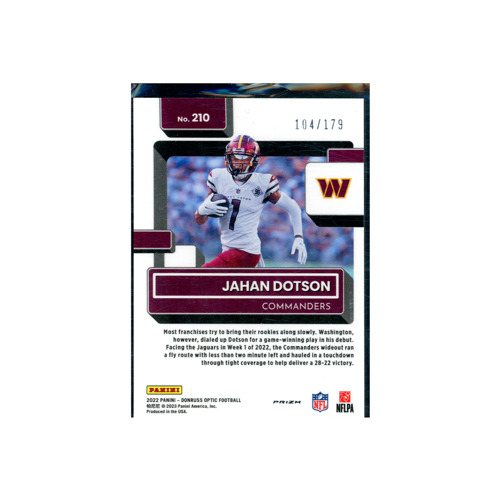 Jahan Dotson 2022 Panini Donruss Optic Football Rated Rookie Blue /179