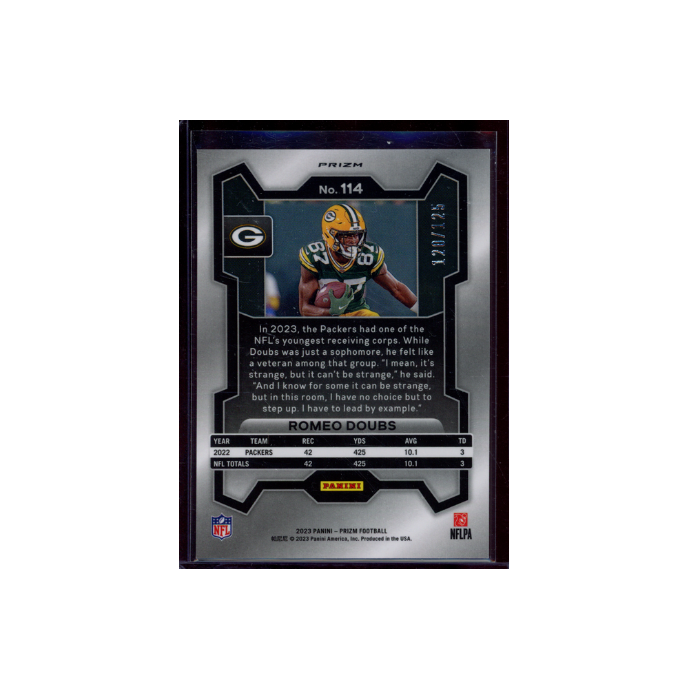 Romeo Doubs 2023 Panini Prizm Football Purple /125