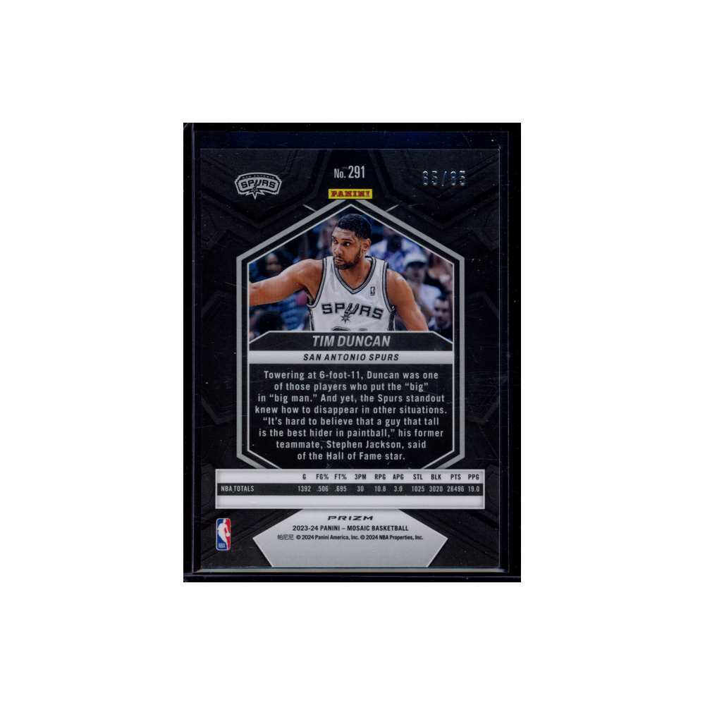 Tim Duncan 2023-24 Panini Mosaic Basketball Fast Break Blue /85