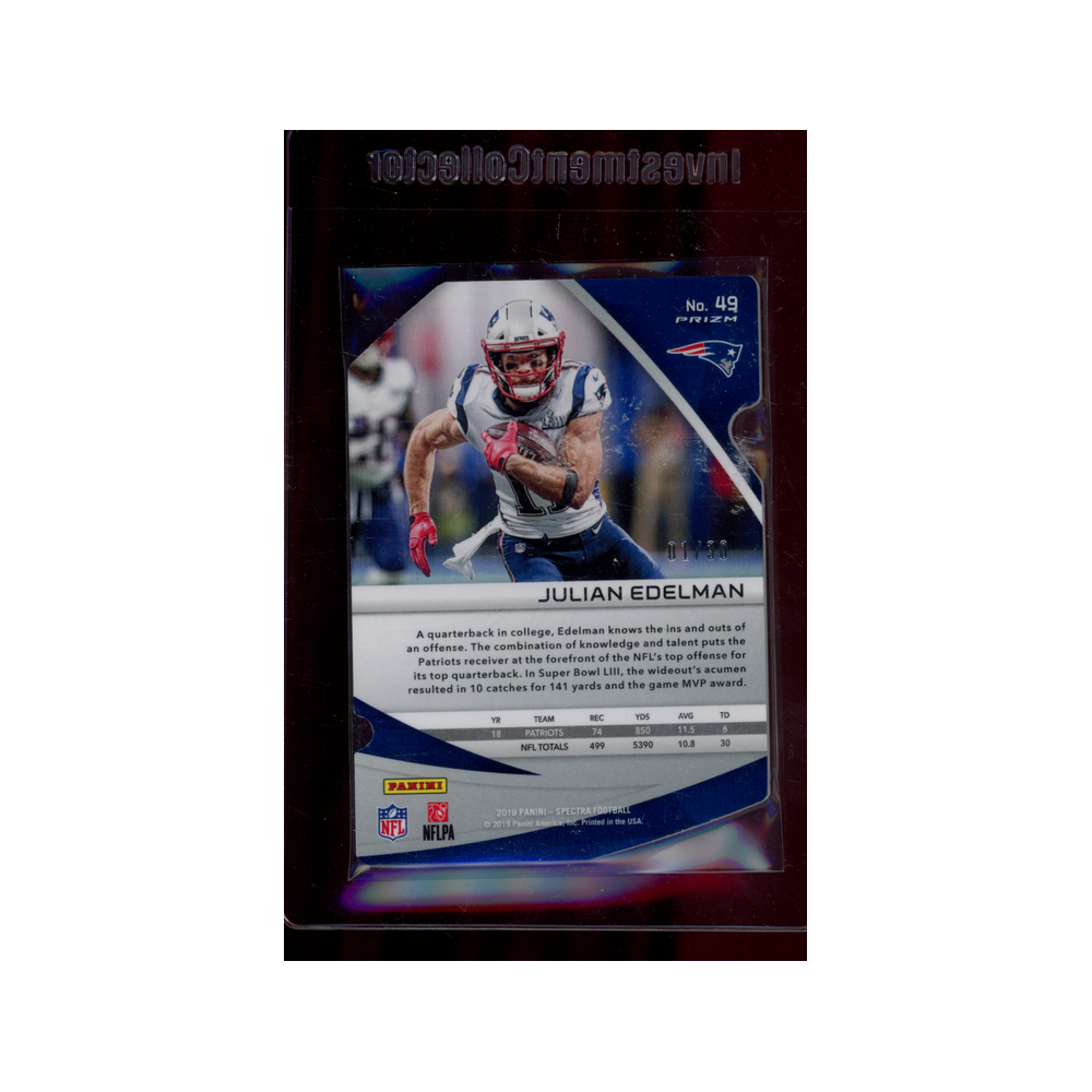 Julian Edelman 2019 Panini Spectra Football Neon Green Die-Cut /30