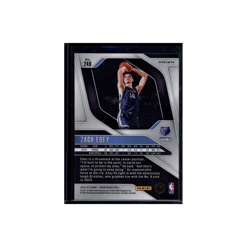 Zach Edey 2024-25 Panini Prizm Basketball Rookie Green #249
