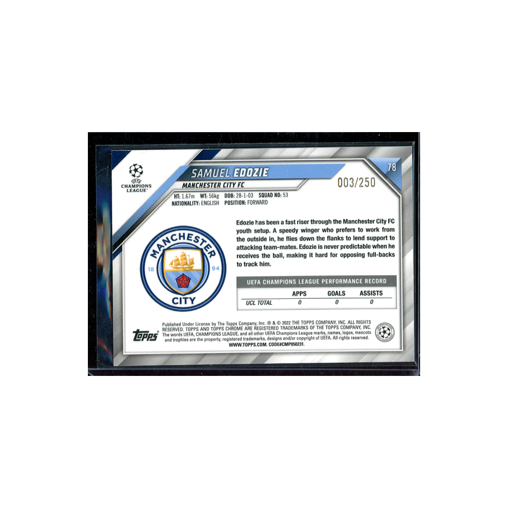 Samuel Edozie 2021-22 Topps Chrome UCL Soccer Rookie /250