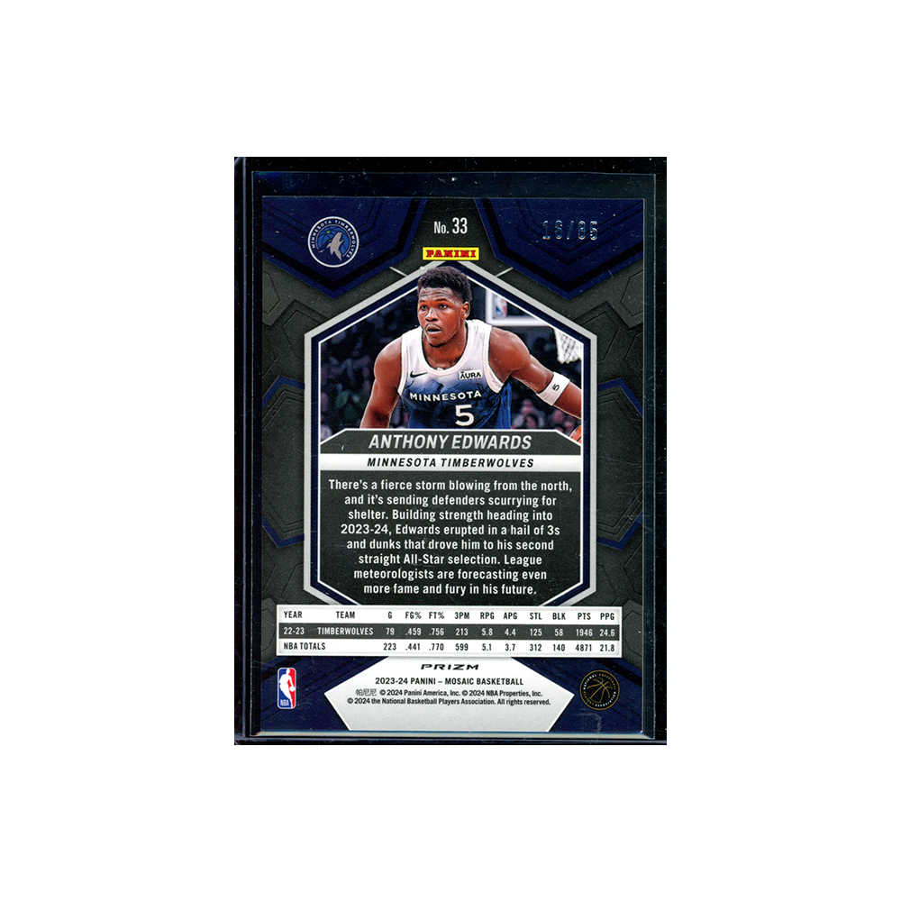 Anthony Edwards 2023-24 Panini Mosaic Basketball Fast Break Blue /85