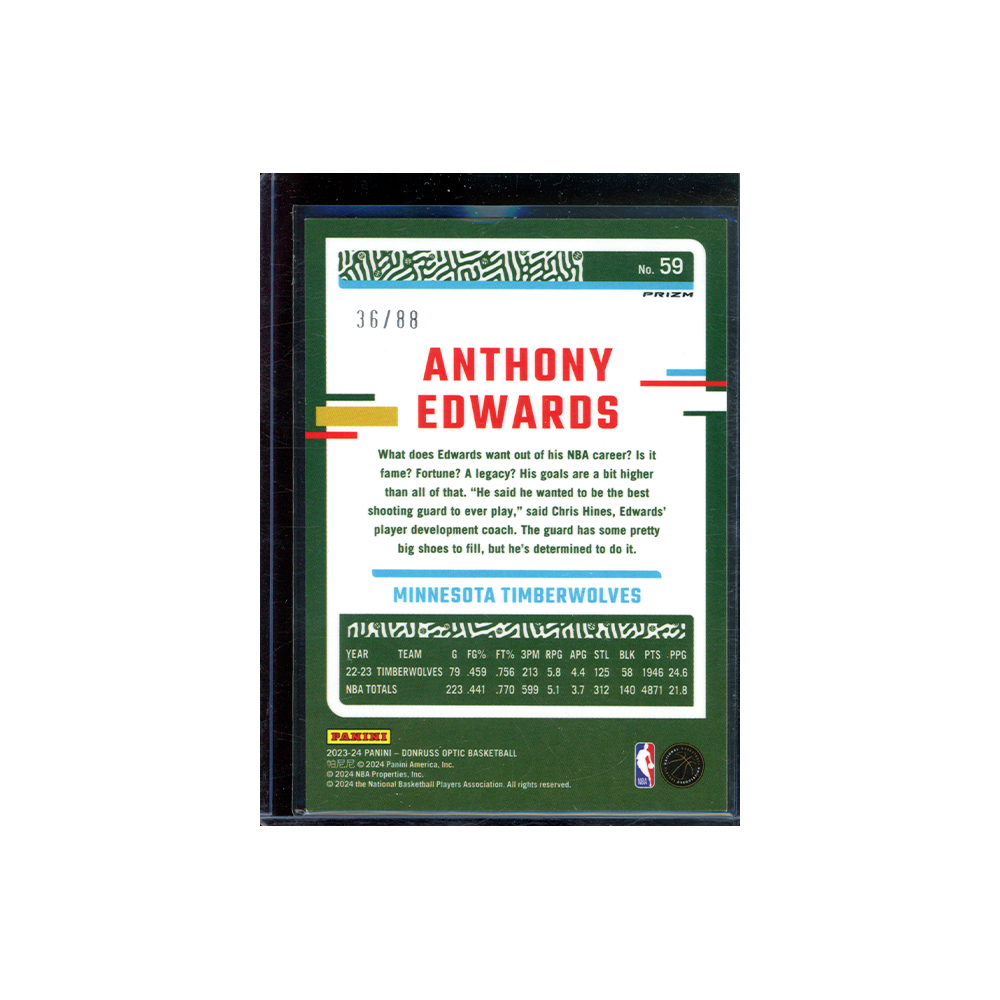 Anthony Edwards 2023-24 Panini Donruss Optic Basketball Red Choice /88
