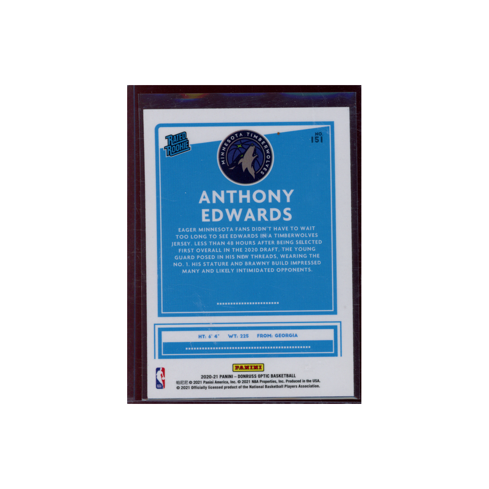 Anthony Edwards 2020-21 Panini Donruss Optic Basketball Rated Rookie