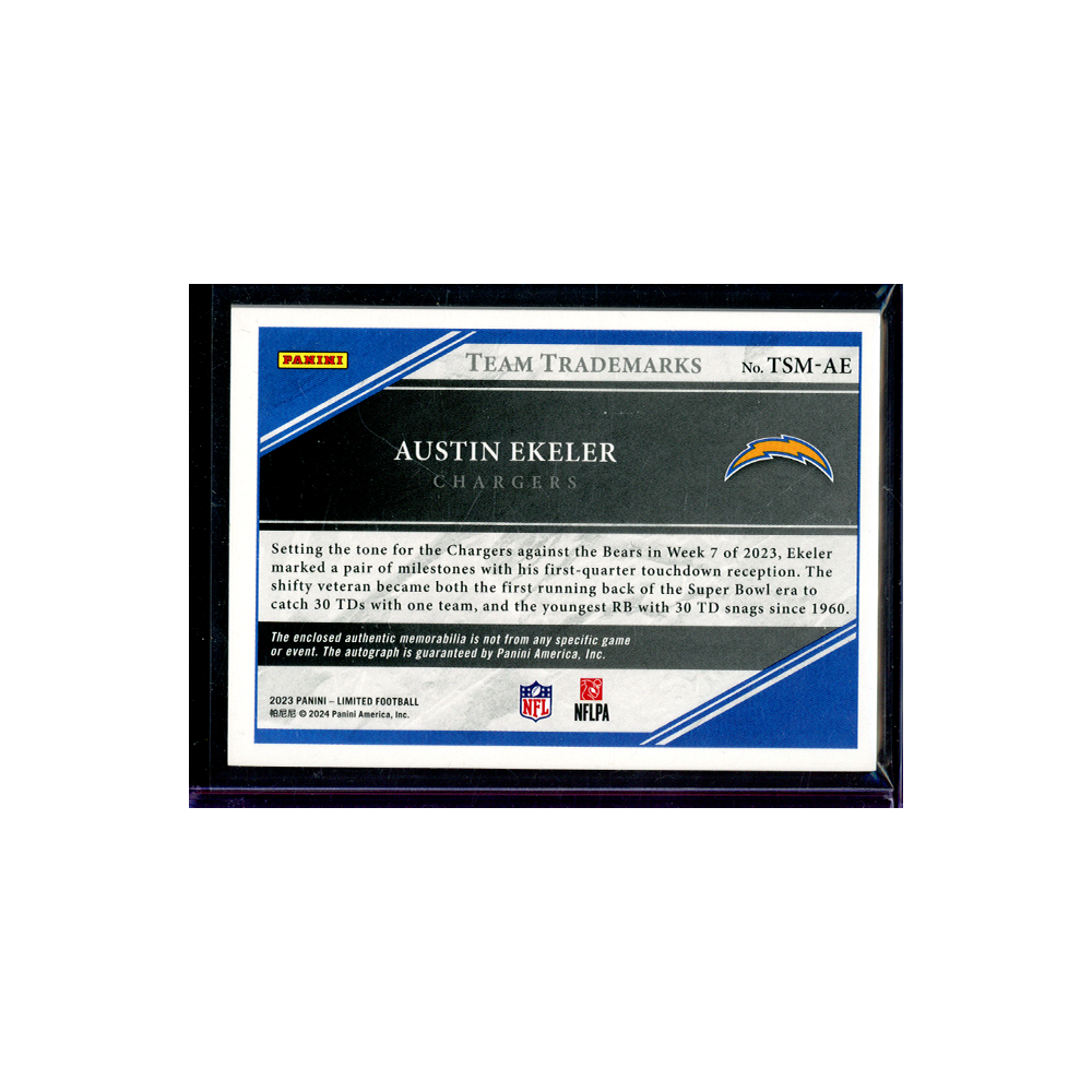 Austin Ekeler 2023 Panini Limited Football Team Trademarks Patch Auto /49