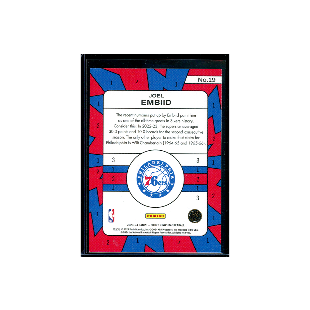 Joel Embiid 2023-24 Panini Court Kings Basketball Paint by Numbers