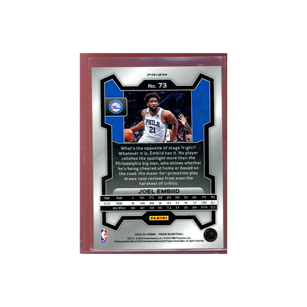 Joel Embiid 2023-24 Panini Prizm Basketball Blue Ice /125