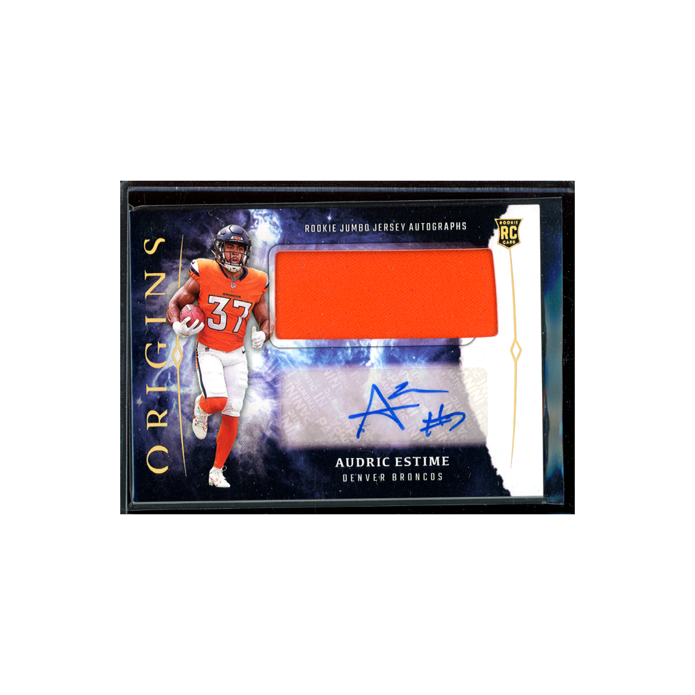 Audric Estime 2024 Panini Origins Football Rookie Jumbo Jersey Auto