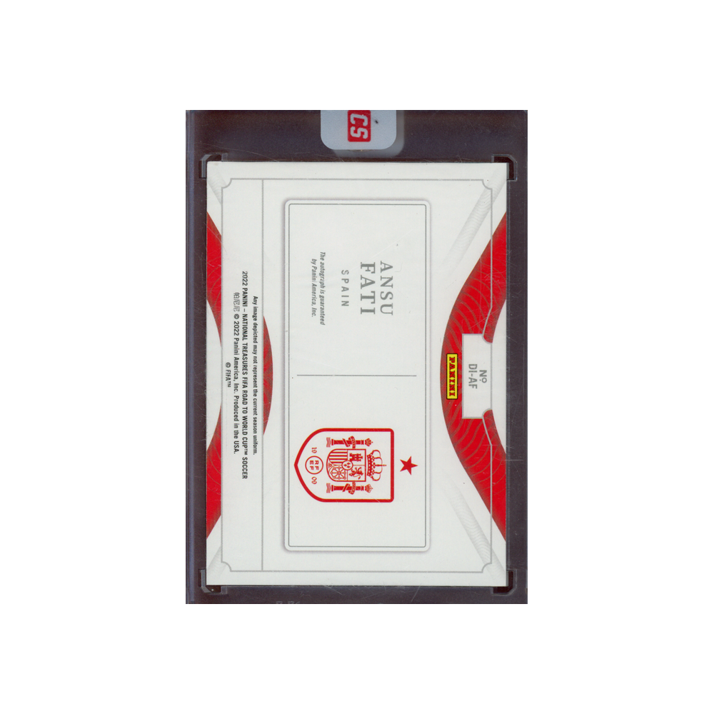 Ansu Fati 2022 Panini National Treasures WC Soccer Definitive Ink Auto /99