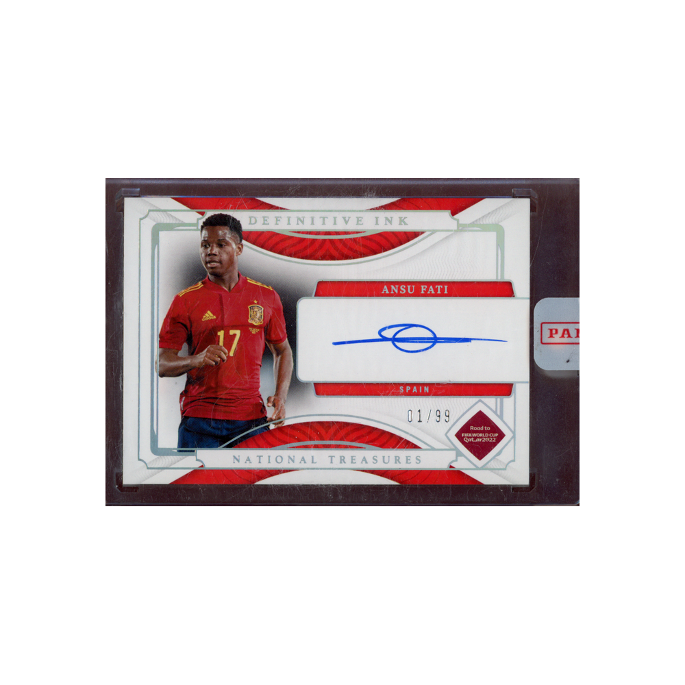 Ansu Fati 2022 Panini National Treasures WC Soccer Definitive Ink Auto /99