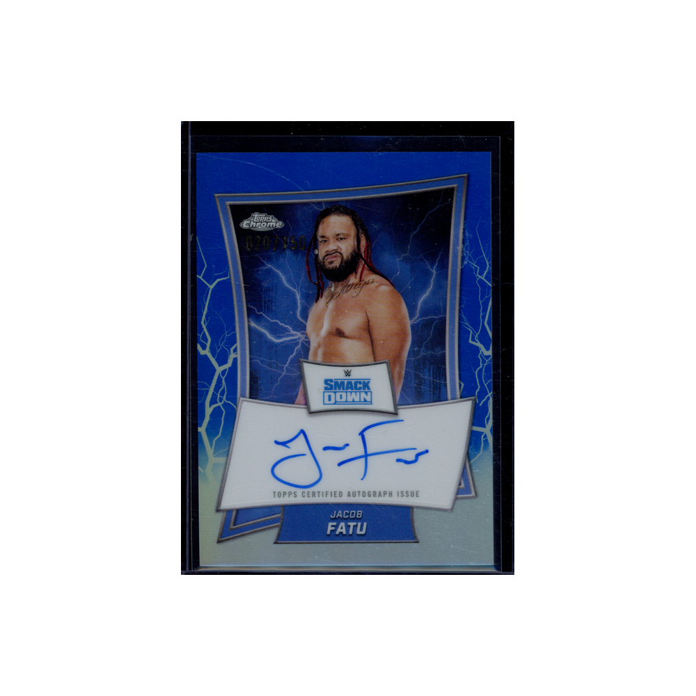Jacob Fatu 2025 Topps Chrome Auto Blue Refractor /150