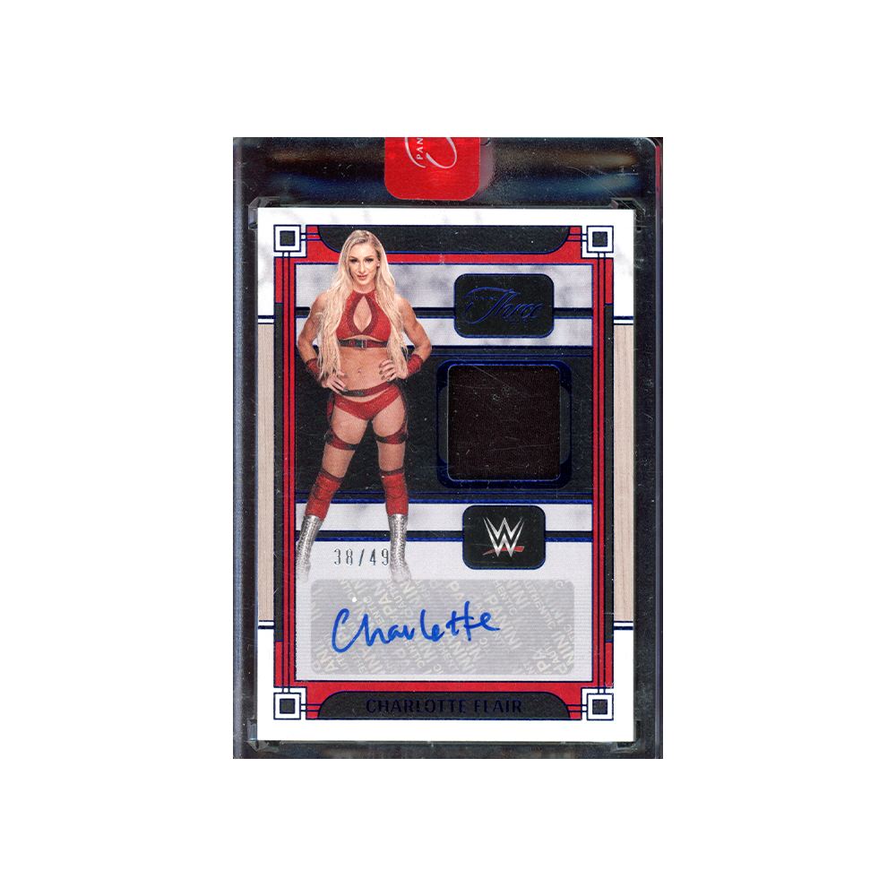 Charlotte Flair 2024 Panini Three Count WWE Memorablia Auto Blue /49