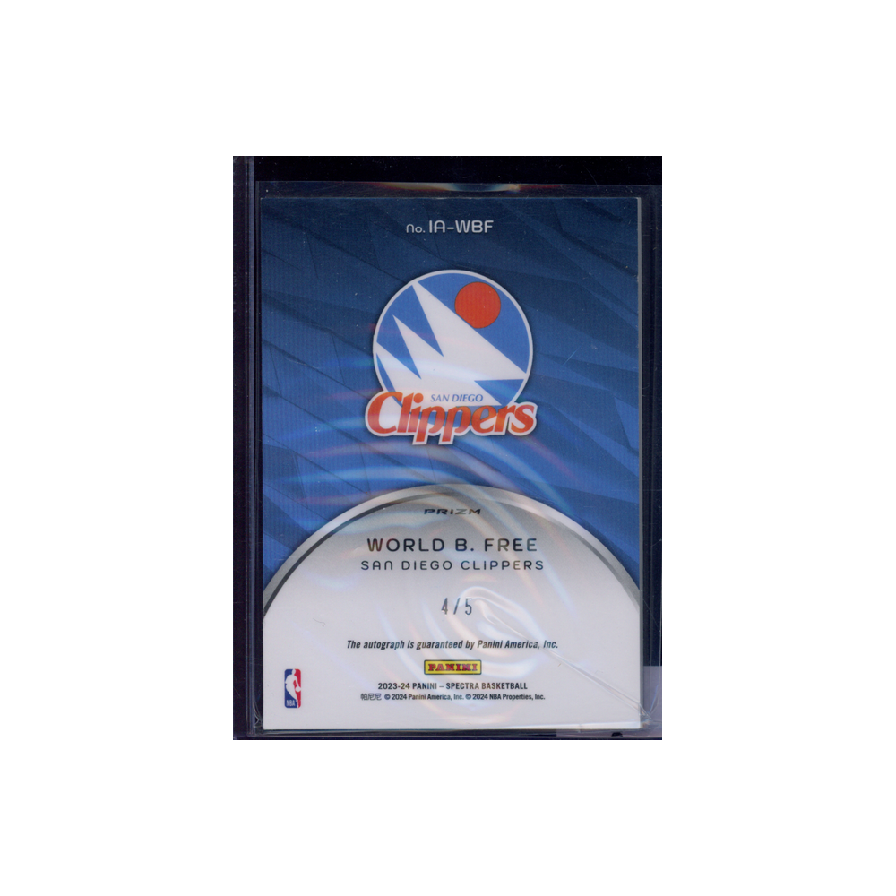World B. Free 2023-24 Panini Spectra Basketball Icons Auto /5