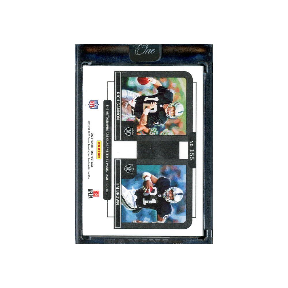 Rich Gannon & Tim Brown 2022 Panini One Football Plue One Signatures Dual Auto Blue /15
