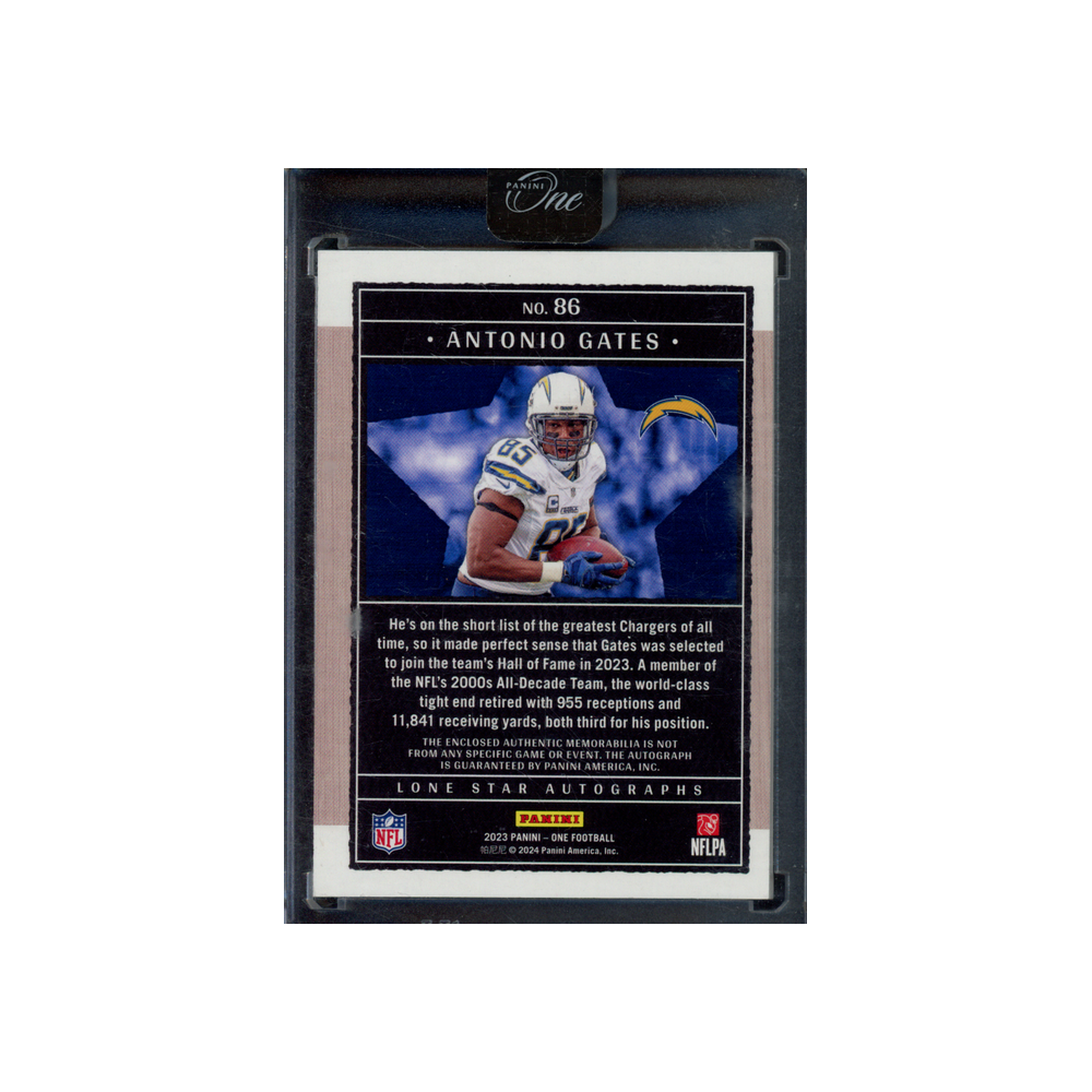 Antonio Gates 2023 Panini One Football Lone Star Patch Auto /49