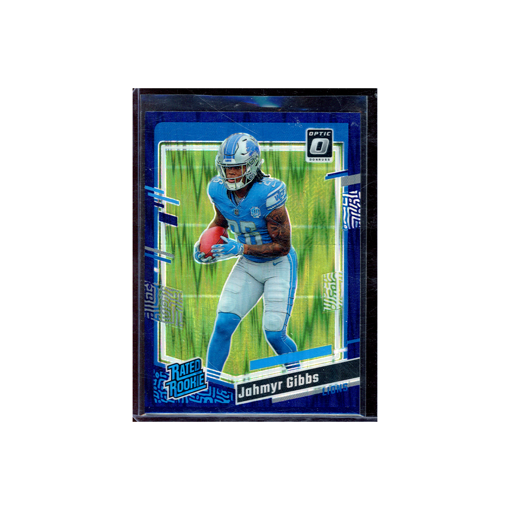 Jahmyr Gibbs 2023 Panini Donruss Optic Football Rookie Purple Shock