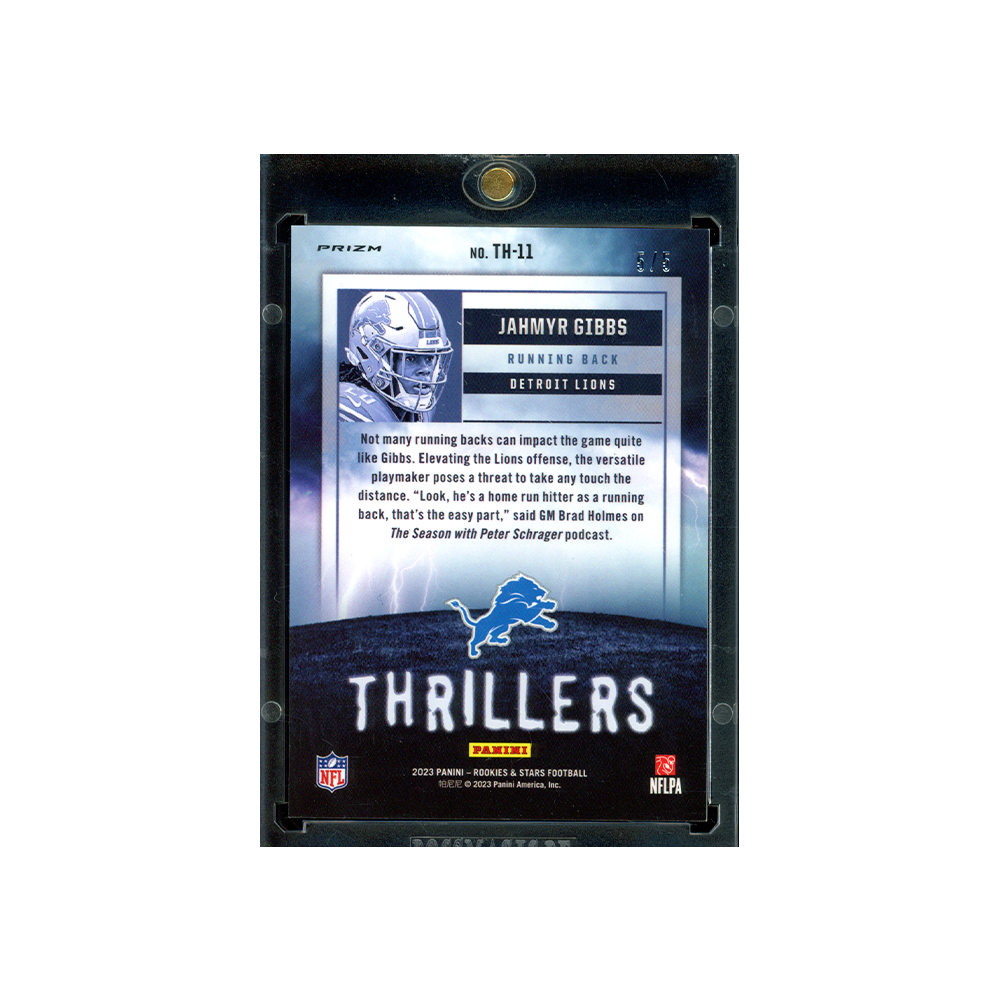 Jahmyr Gibbs 2023 Panini Rookies & Stars Football Thrillers Rookie Green /5