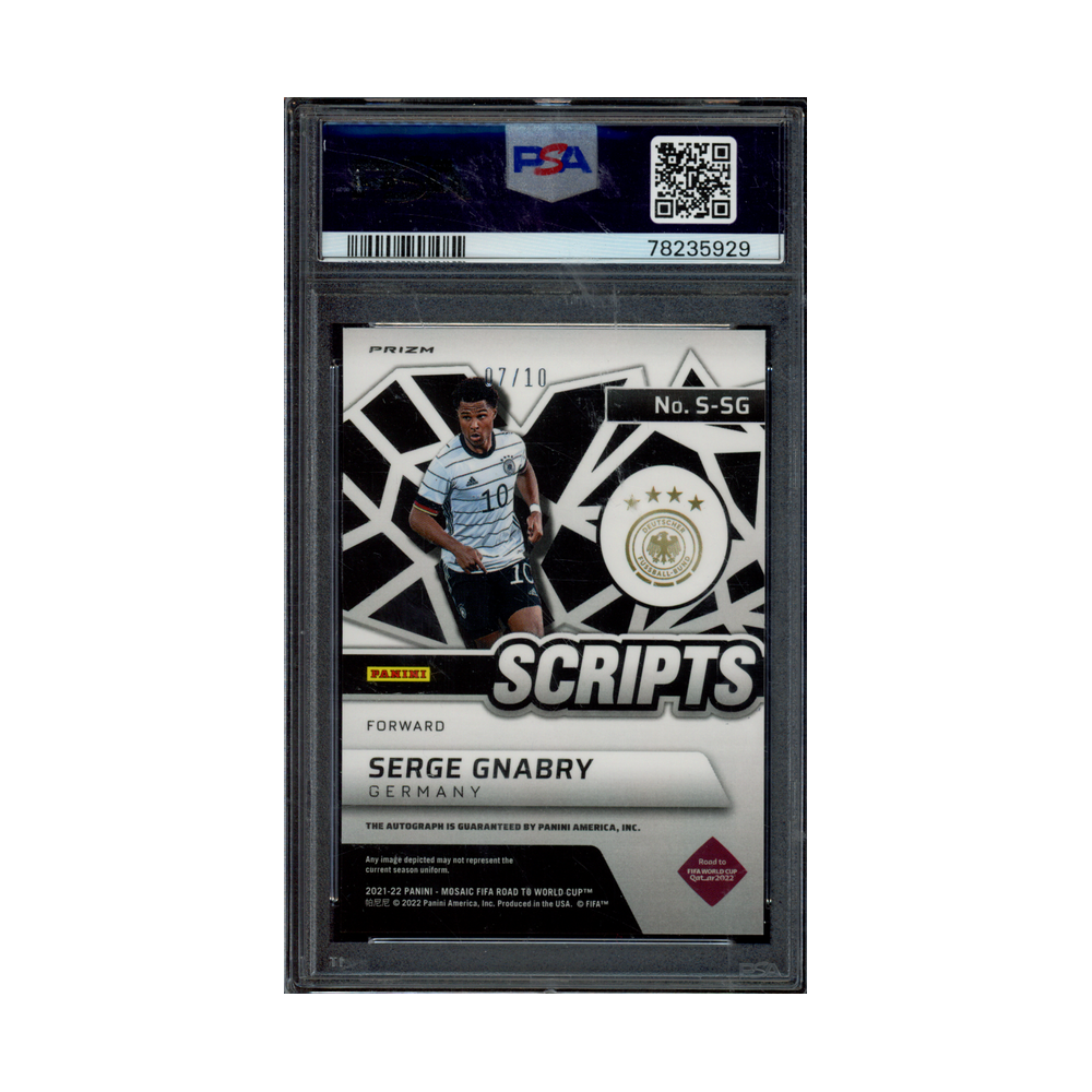 Serge Gnabry 2021-22 Mosaic WC Scripts Auto Purple /10 PSA 9