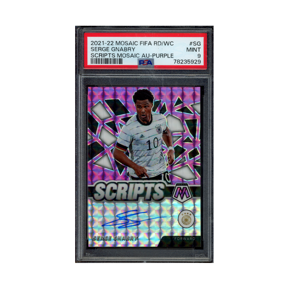 Serge Gnabry 2021-22 Mosaic WC Scripts Auto Purple /10 PSA 9