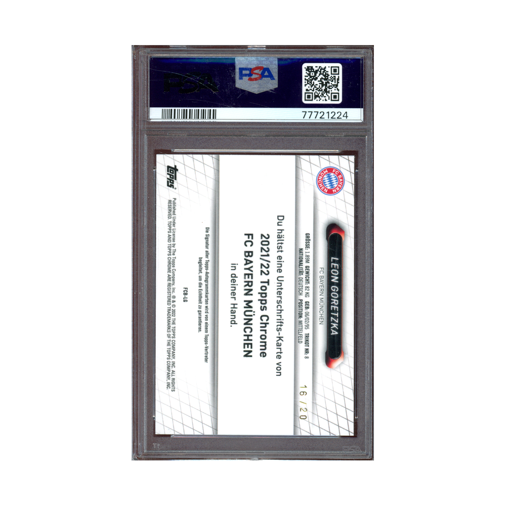 Leon Goretzka 2021-22 Topps Chrome Soccer Auto Gold Refractor /20 PSA 10
