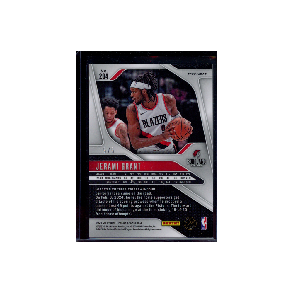 Jerami Grant 2024-25 Panini Prizm Basketball Green Shimmer FOTL /5