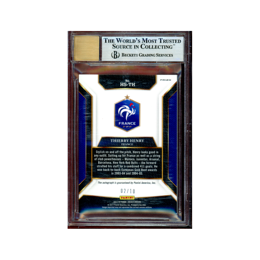 Thierry Henry 2017-18 Panini Select Historic Signatures Auto Gold Prizm /10 BGS 9/10