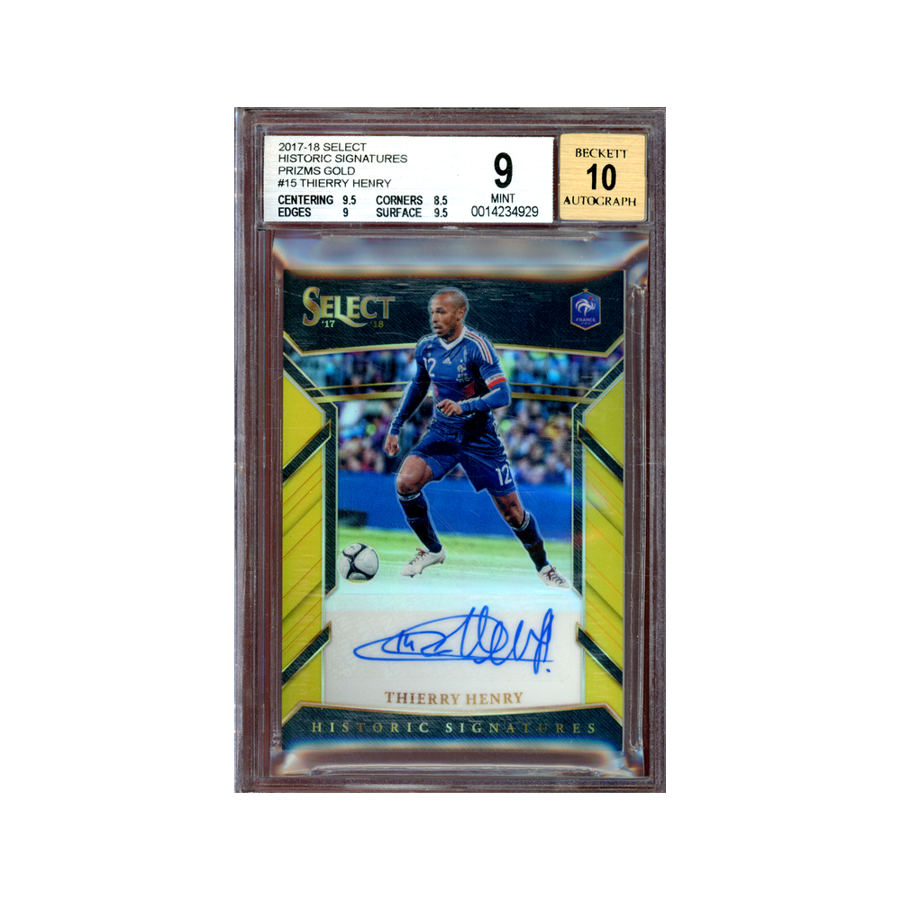 Thierry Henry 2017-18 Panini Select Historic Signatures Auto Gold Prizm /10 BGS 9/10