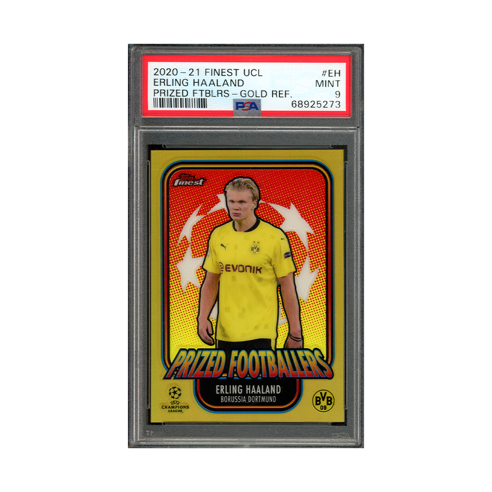 Erling Haaland 2020-21 Finest UCL Prized Footballers Gold Refractor /50 PSA 9