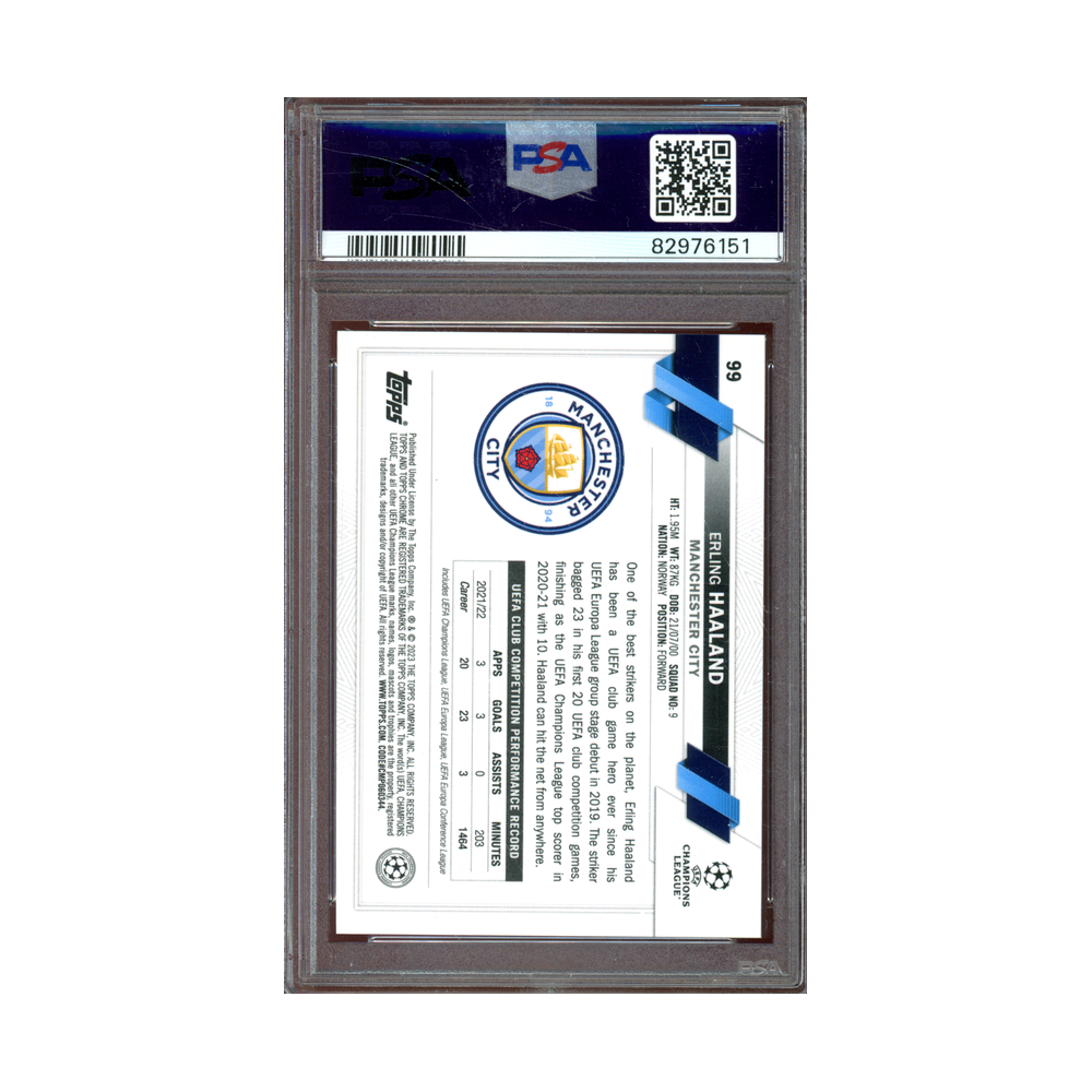Erling Haaland 2022-23 Topps Sapphire UCC SP PSA 9
