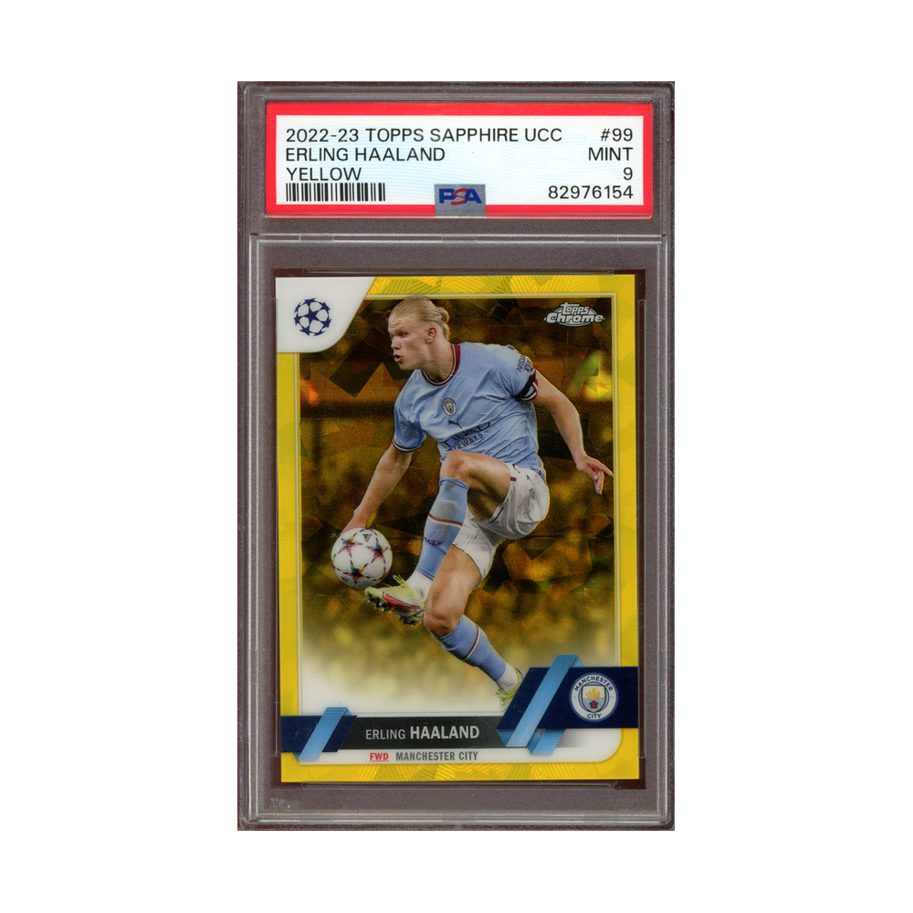 Erling Haaland 2022-23 Topps Sapphire UCC Yellow /99 PSA 9