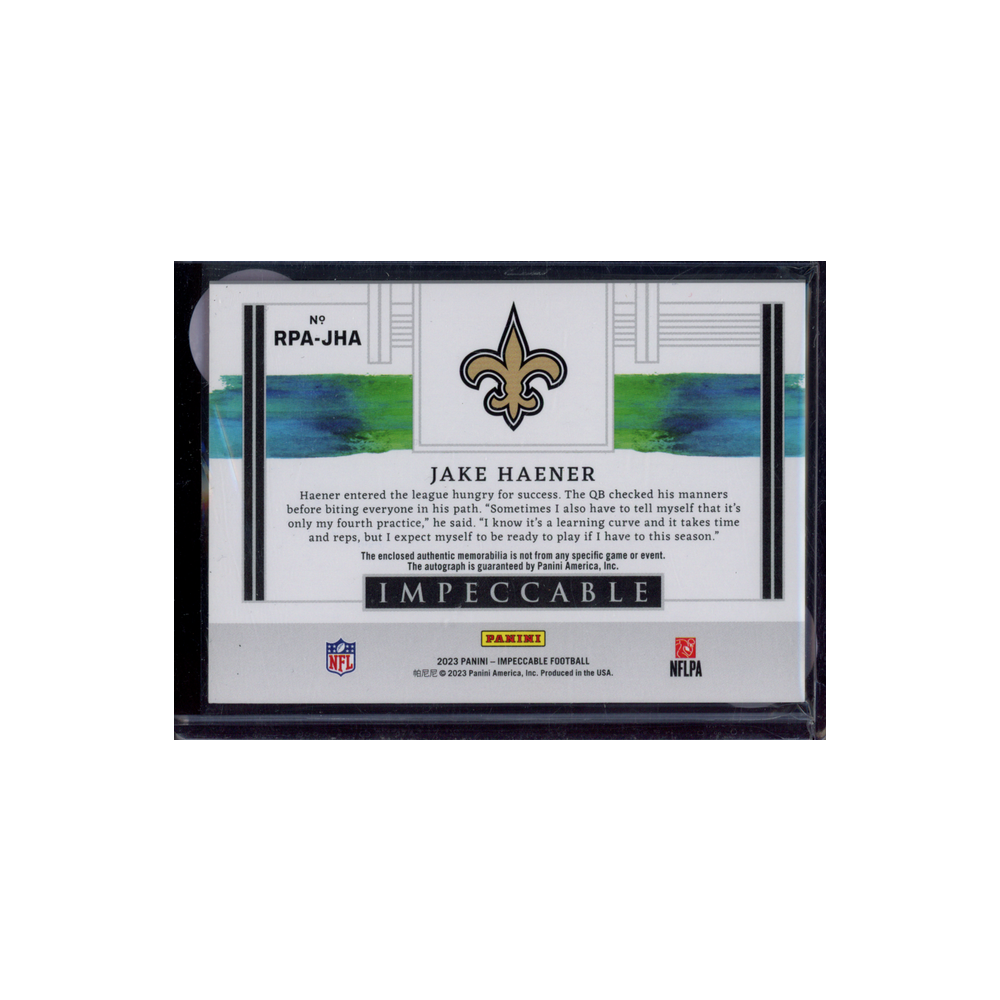 Jake Haener 2023 Panini Impeccable Football Rookie Patch Auto /49