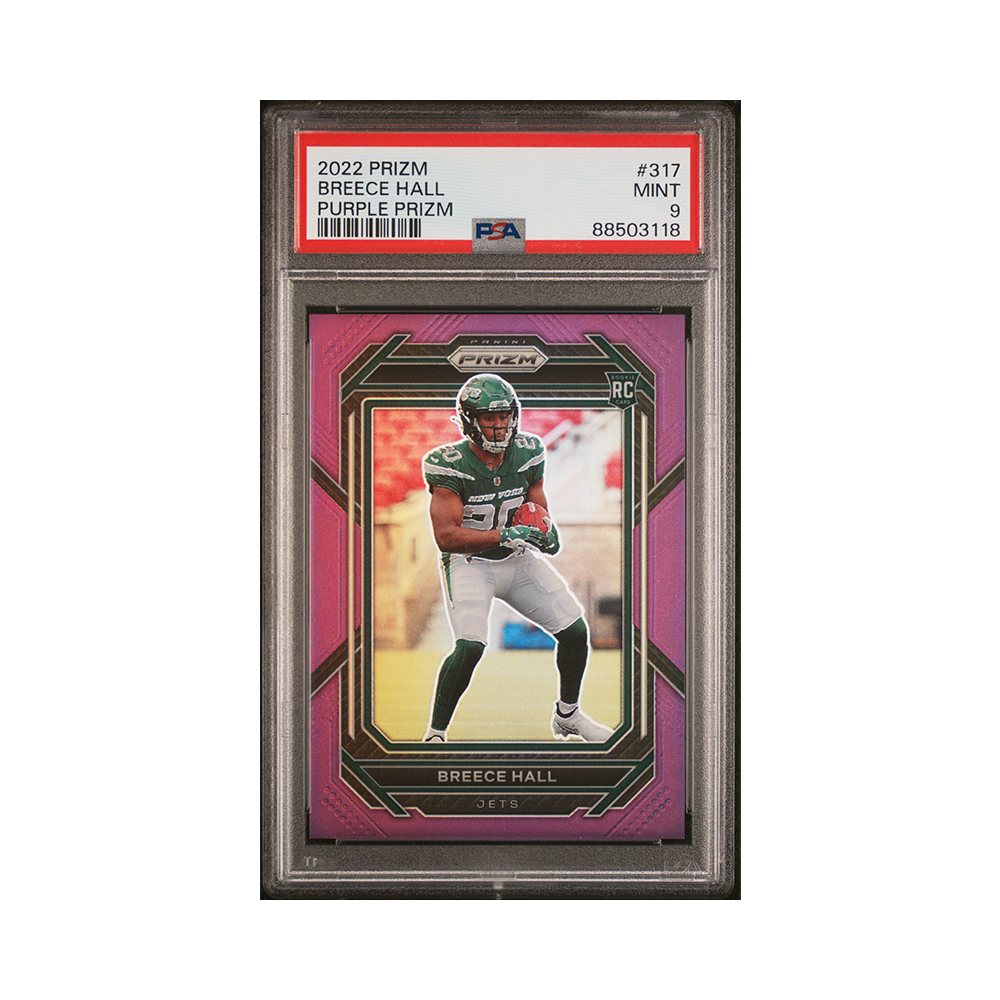 Breece Hall 2022 Panini Prizm Football Purple Prizm Rookie /125 PSA 9