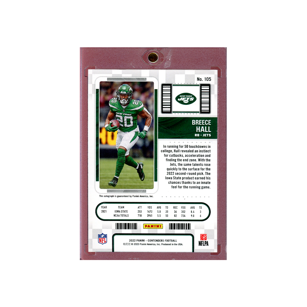 Breece Hall 2022 Panini Contenders Football Rookie Ticket Cracked Ice /22