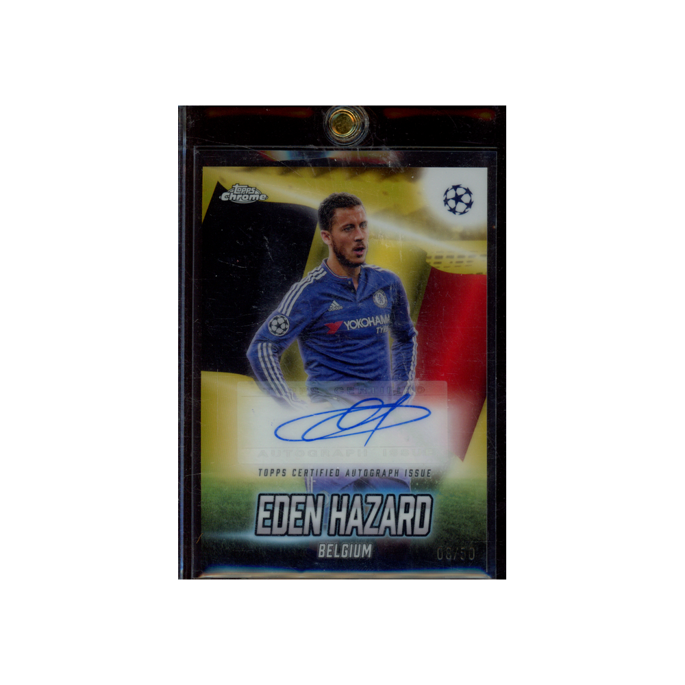 Eden Hazard 2025 Topps Chrome Global Attraction Auto Gold Refractor /50