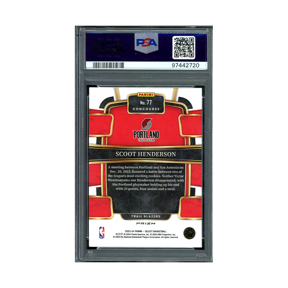 Scoot Henderson 2023-24 Panini Select Basketball Orange Flash Rookie PSA 10