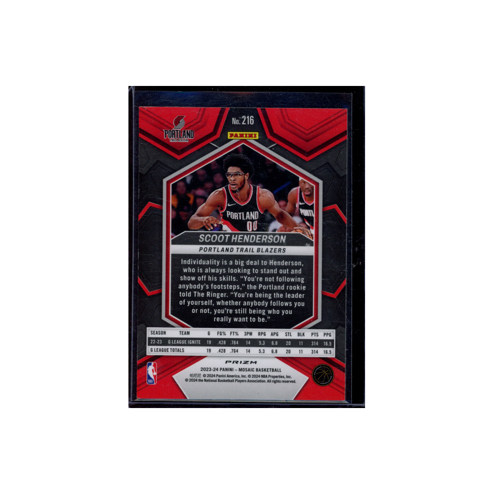 Scoot Henderson 2023-24 Panini Mosaic Rookie Silver #216