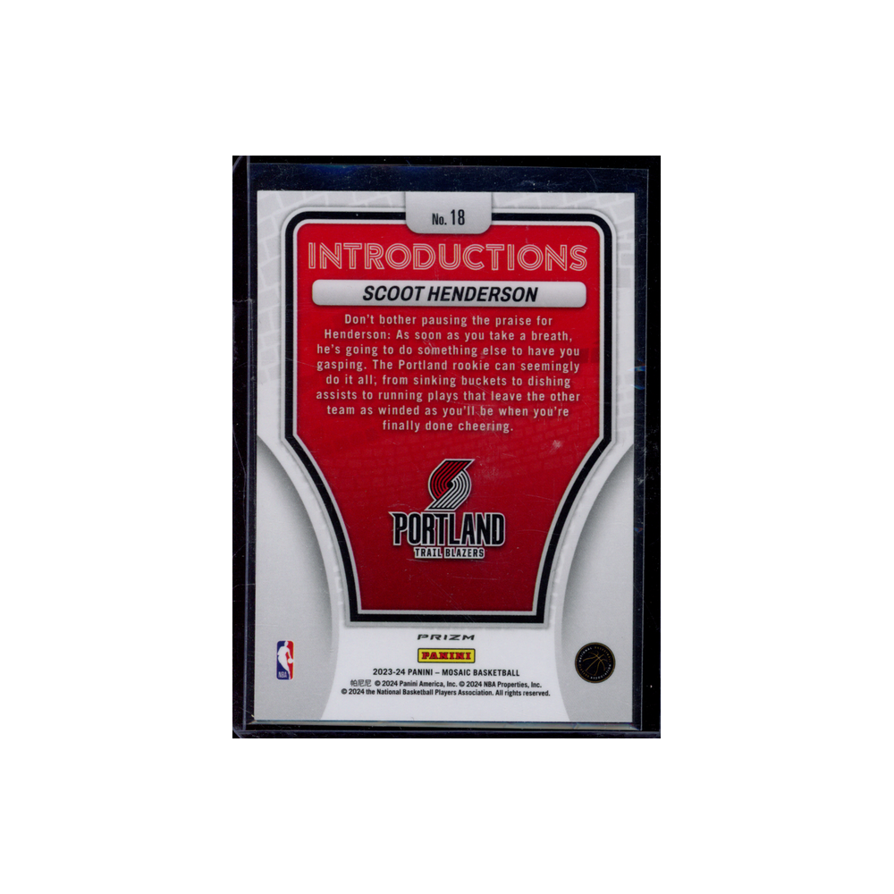 Scoot Henderson 2023-24 Panini Mosaic Introductions Rookie Mosaic