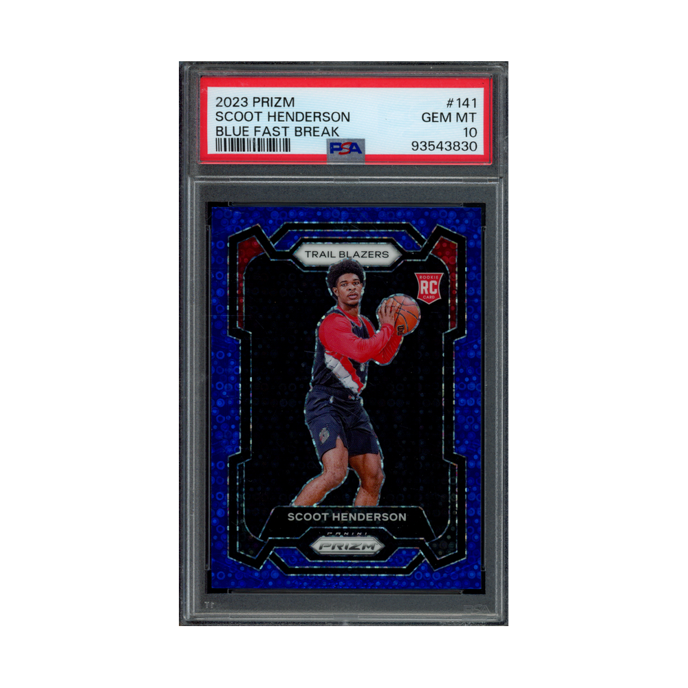 Scoot Henderson 2023 Panini Prizm Basketball Blue Fast Break Prizm Rookie /150 PSA 10