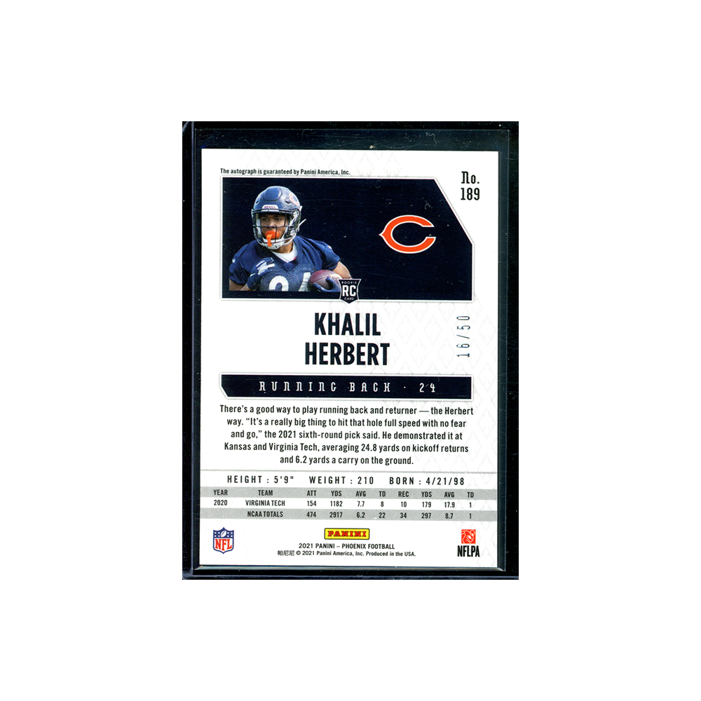 Khalil Herbert 2021 Panini Phoenix Football Rookie Auto Orange /50