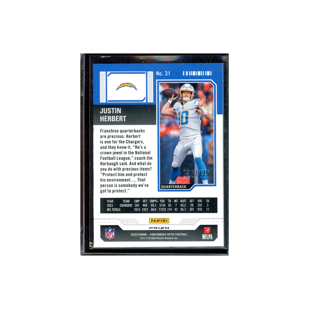 Justin Herbert 2023 Panini Contenders Optic Football Red /175