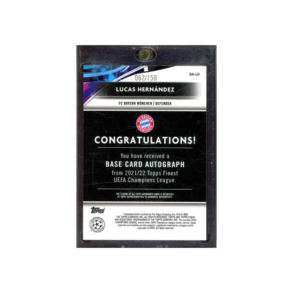 Lucas Hernandez 2022 Topps Finest UCL Auto /150