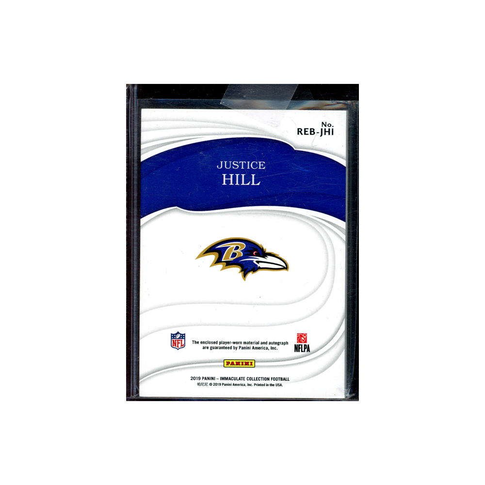 Justice Hill 2019 Panini Immaculate Collection Football Rookie Patch Auto /99