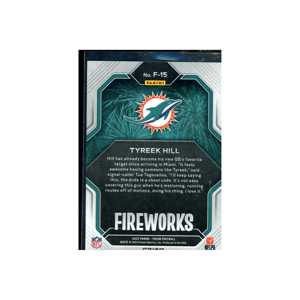 Tyreek Hill 2022 Panini Prizm Football Fireworks Silver Prizm